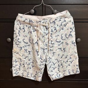 Old Navy White and Blue Patterned Board Shorts